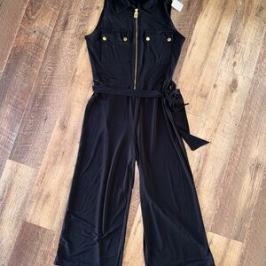 NWOT Michael Kors Black Jumpsuit with Gold Zipper & buttons
